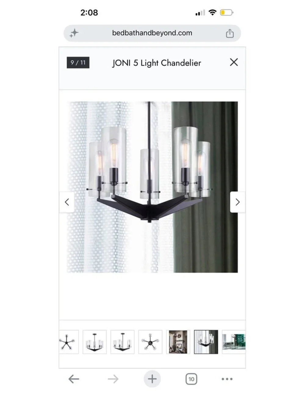 JONI 5 Light Chandelier Matte Black Clear Glass Retail $360